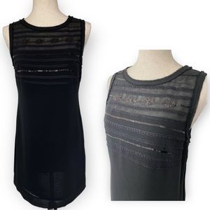 Y2K Banana Republic Factory Black Sequin Sleeveless A-Line Knee Length Dress